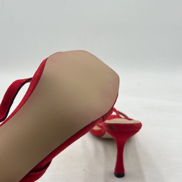 YDN Red Square Open Toe Sandal Slides Stiletto Heel Flip Flops Party Slippers - Picture 6 of 8